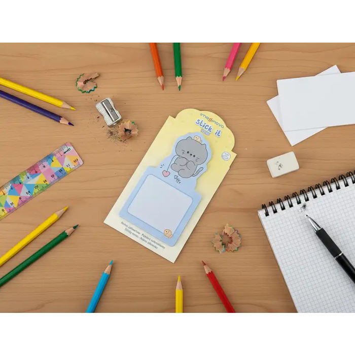 Imaginovo Bloc notas adhesivas 20 hojas gato azul 60x125 mm 6