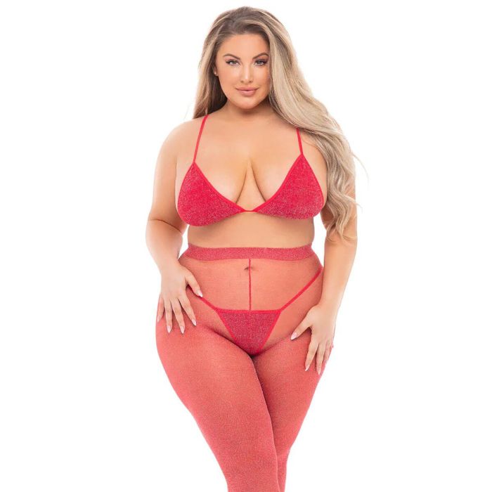 Conjunto de Lencería Pink Lipstick Rojo (XL) 5 Conjunto de Lencería Pink Lipstick Rojo (XL) 5