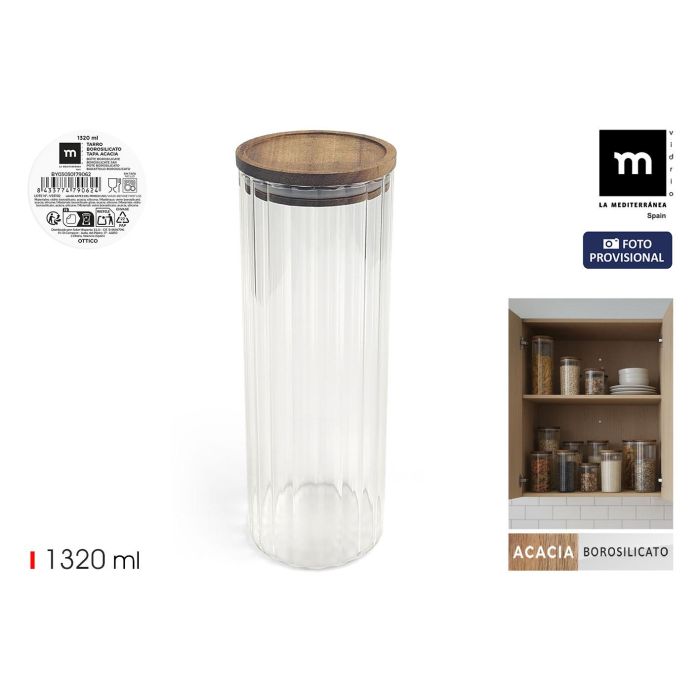 Inde Tarro Boro Ottico T/Acacia Red. 1320 ml (9.2x9.2x25.7 cm) - La Mediterran (12 Unidades) Inde Tarro Boro Ottico T/Acacia Red. 1320 ml (9.2x9.2x25.7 cm) - La Mediterran (12 Unidades)