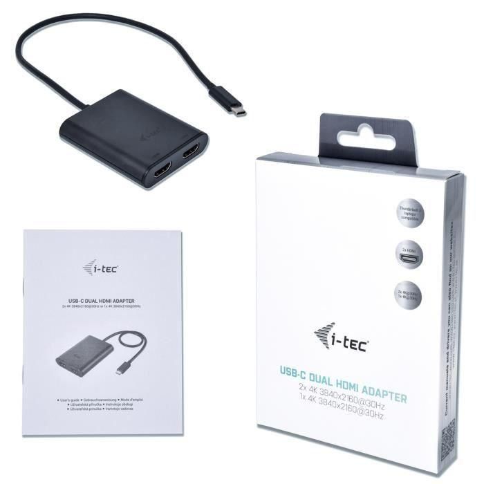 I-TEC Adaptador USB-C a 2x HDMI para Conectar Dos Monitores Externos 4K Ultra HD (3840x2160) 30Hz a Portátiles, Tablets y PCs - Extiende tu Escritorio 1 I-TEC Adaptador USB-C a 2x HDMI para Conectar Dos Monitores Externos 4K Ultra HD (3840x2160) 30Hz a Portátiles, Tablets y PCs - Extiende tu Escritorio 1