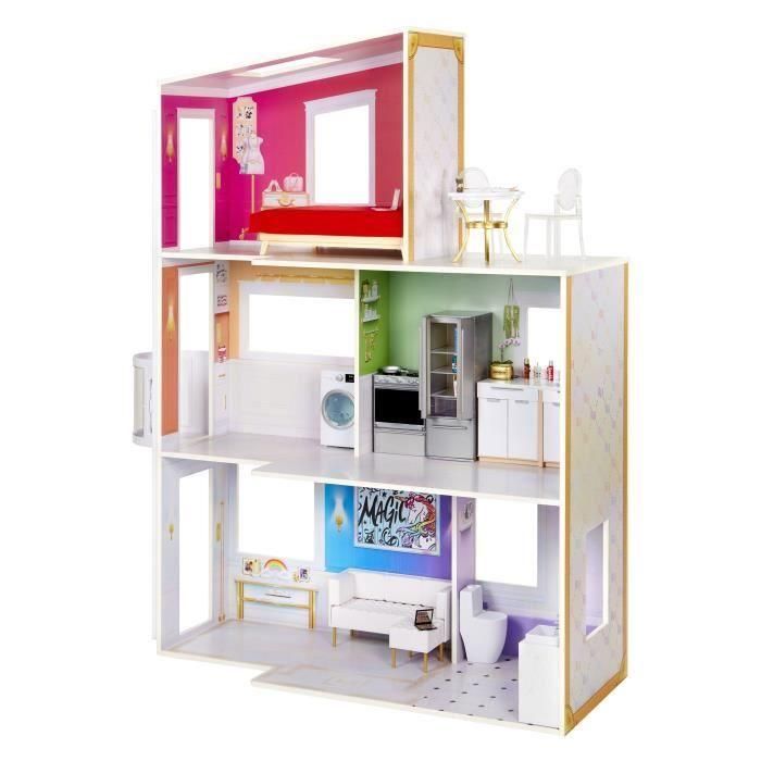 Rainbow High Townhouse - Casa de madera de 3 plantas y 6 habitaciones - Ascensor funcional y mobiliario móvil 3 Rainbow High Townhouse - Casa de madera de 3 plantas y 6 habitaciones - Ascensor funcional y mobiliario móvil 3