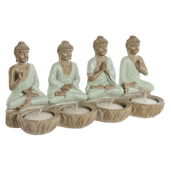 Figura Oriental DKD Home Decor Verde Blanco 9 x 11 x 24 cm (2 Unidades) 2