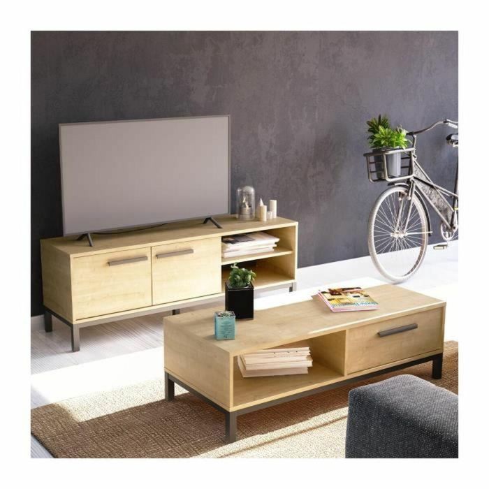 Demeyere CAL3397702718003 Mesa de centro CRAFT con 1 cajón y 1 nicho, Rectangular, Roble Hamilton/Negro, 110,4x50x36,9 cm 8