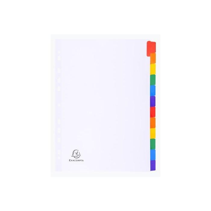 Exacompta Separadores de Cartulina Blanca 160 gr, 12 Posiciones A4 con Pestañas de Colores Exacompta Separadores de Cartulina Blanca 160 gr, 12 Posiciones A4 con Pestañas de Colores