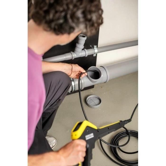 Karcher Desatascador de desagües 7,5 m con manguera reforzada y 2 boquillas (360° y convencional) para limpieza de tuberías e hidrolimpiadoras. 3