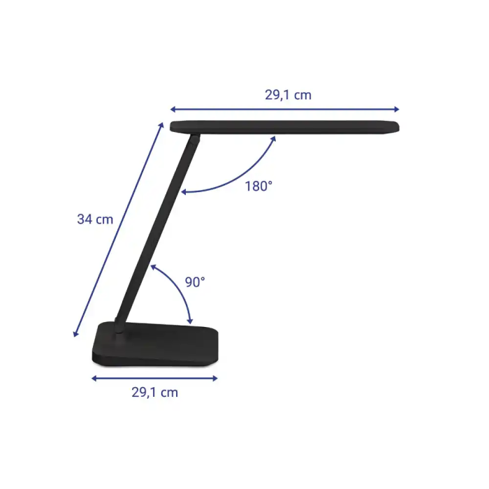 Maul Lámpara Escritorio LED 2,7W 325lm Luz Ajustable Panel Táctil Brazo Giratorio Negra 1