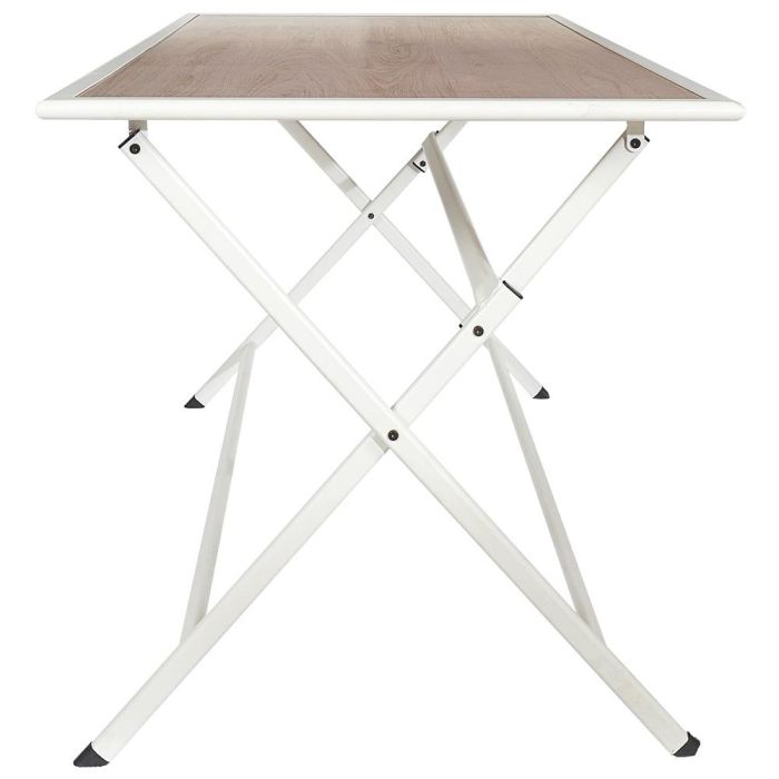 Home Deco Factory Mesa Metal Blanca 110x70 cm Plegable con Tablero de Vidrio Templado 2