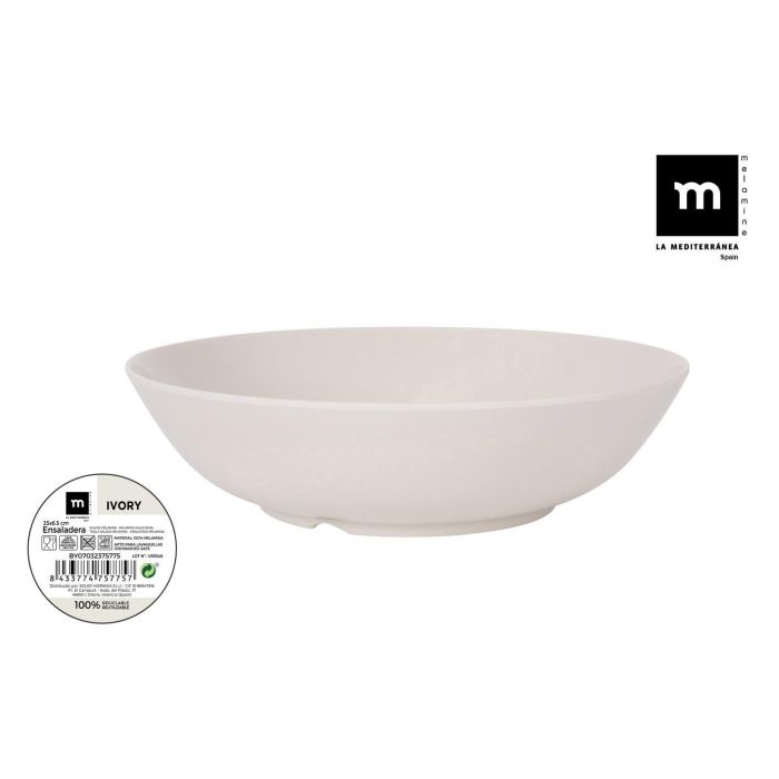 Ensaladera Mel Ivory 25 cm x 6.5 cm La Mediterranea (12 Unidades) Ensaladera Mel Ivory 25 cm x 6.5 cm La Mediterranea (12 Unidades)