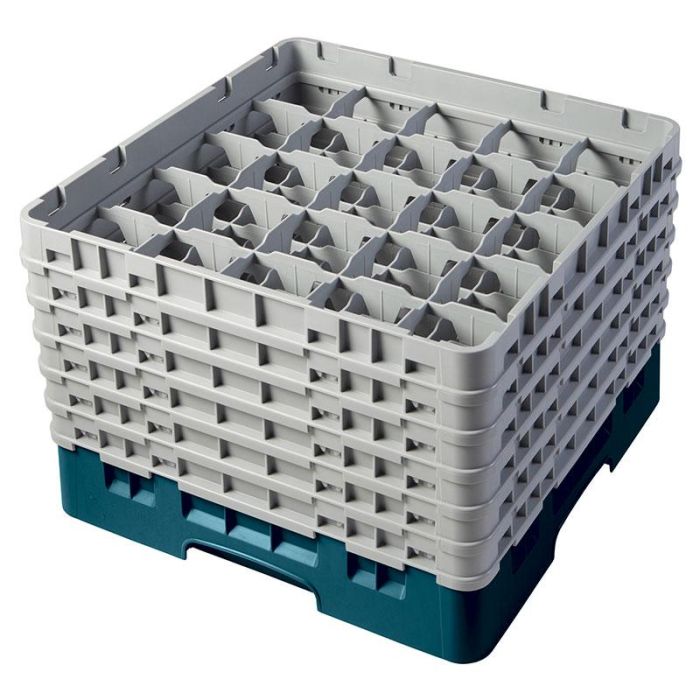 CAMBRO - 25S1114-414 - Cesta de lavado 25 comp. 6 alturas - 8,7 cm Ø máx. - alt. máx. 29,9 cm - 50 x 50 x 34,9 cm - Cerceta
