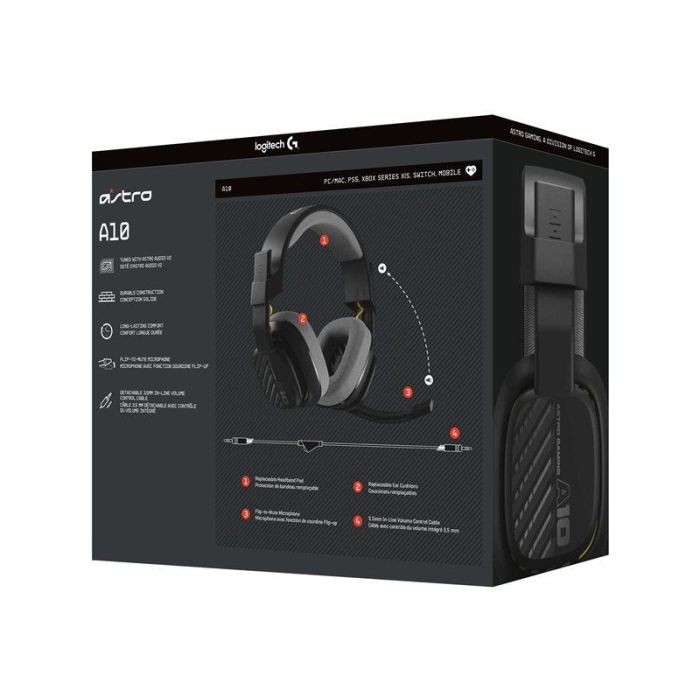 Logitech Auriculares con Micrófono Astro A10 Cableados para PC y Consolas con Control de Volumen y Silencio 5