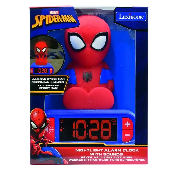 Lexibook Reloj Despertador Spiderman RL800SP con Luz Nocturna y Sonidos Marvel LCD Digital 3