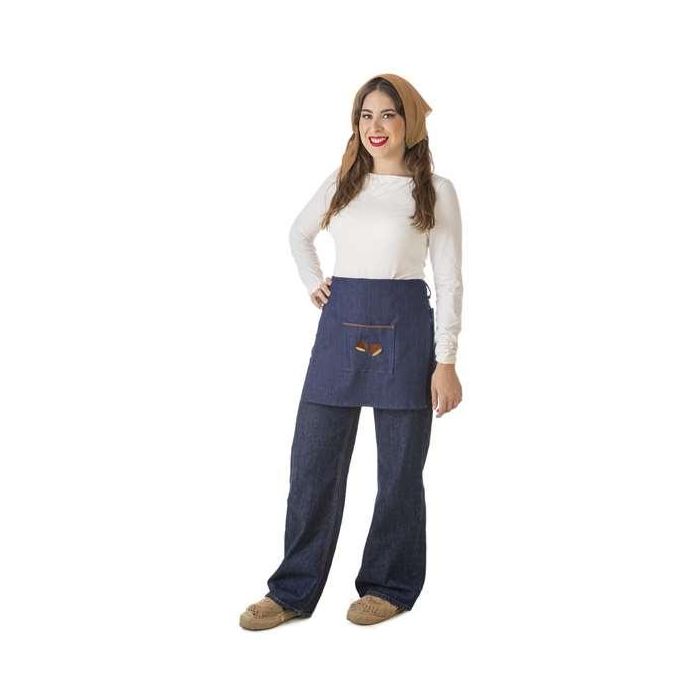 Creaciones Llopis Castañera Jeans de Poliéster, Talla M para Hombre/Mujer. Delantal y Pañuelo incluidos.