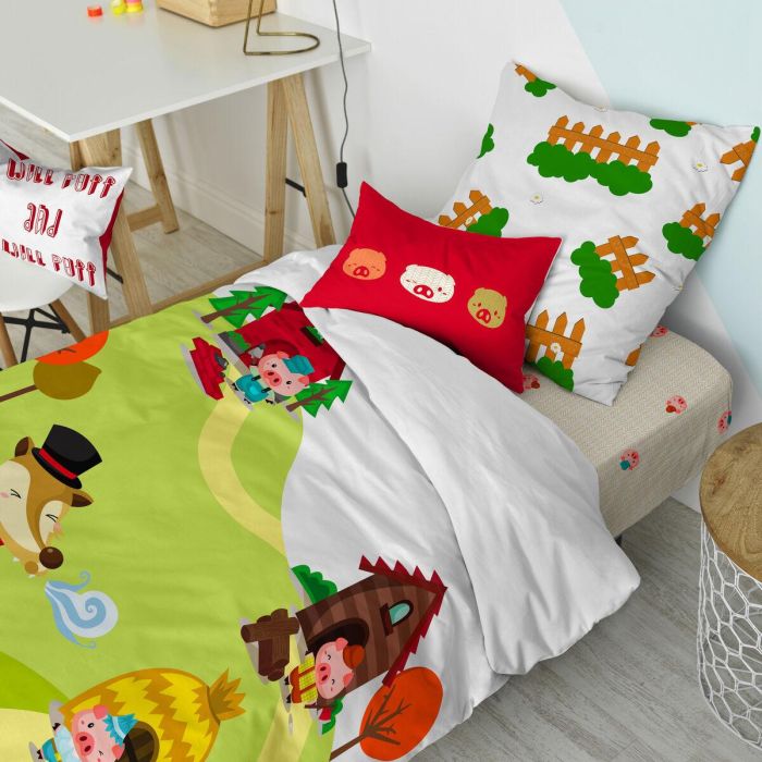 Juego de funda nórdica HappyFriday Mr Fox Piggys Multicolor Cama de 80 2 Piezas 3