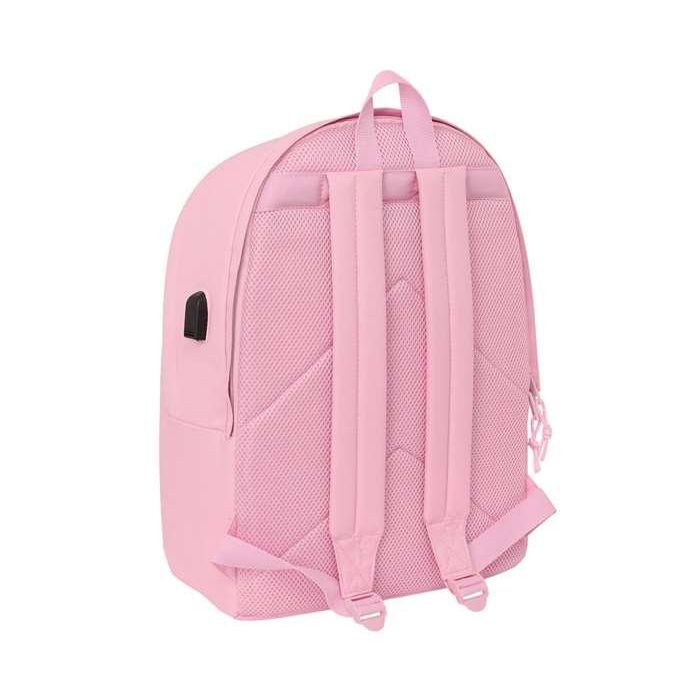 Safta Mochila Doble para Portátil 15,6" + USB Real Madrid Chica Rosa 31x44x18 cm 1