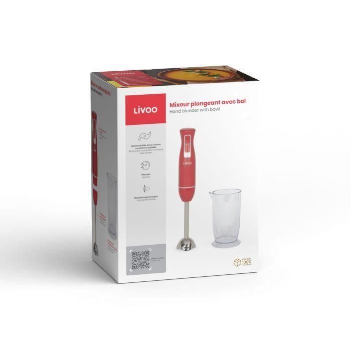 Livoo DOP245R Licuadora de mano con bol Rojo chili 4 Livoo DOP245R Licuadora de mano con bol Rojo chili 4