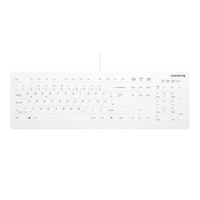 Cherry AK-C8112 Teclado Médico Alámbrico USB QWERTZ Sellado IP68 Blanco para Entornos Hospitalarios y Sanitarios Alemán