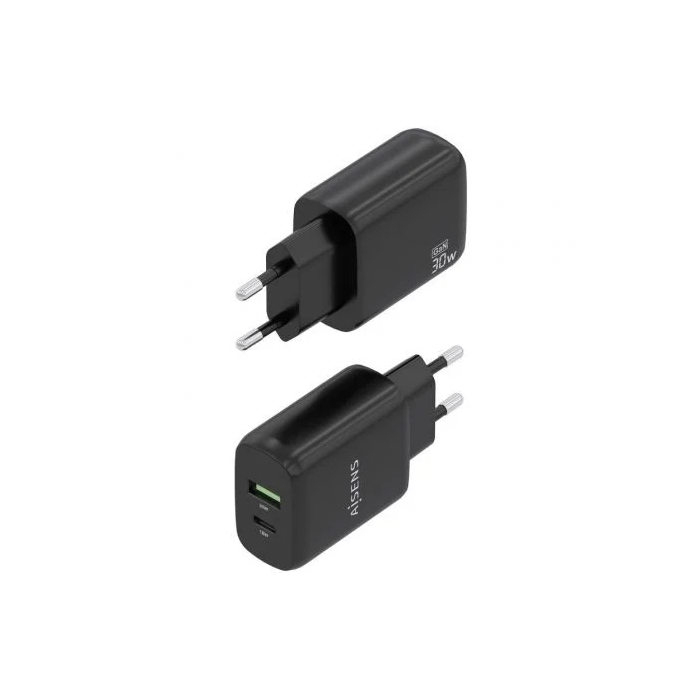 AISENS - CARGADOR GaN 30W, 1xUSB-C PD3.0 QC4.0, 1xUSB-A QC3.0, NEGRO 2