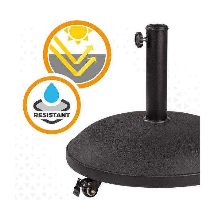 Soporte de parasol cemento con ruedas 25 kg tubo 4,8 cm 50x34 cm 5 Soporte de parasol cemento con ruedas 25 kg tubo 4,8 cm 50x34 cm 5