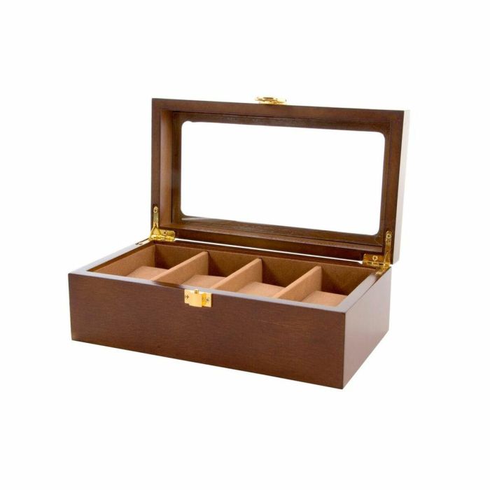 Caja-Joyero DKD Home Decor Relojes Marrón Madera Cristal Madera MDF 22 x 12 x 8 cm 1 Caja-Joyero DKD Home Decor Relojes Marrón Madera Cristal Madera MDF 22 x 12 x 8 cm 1