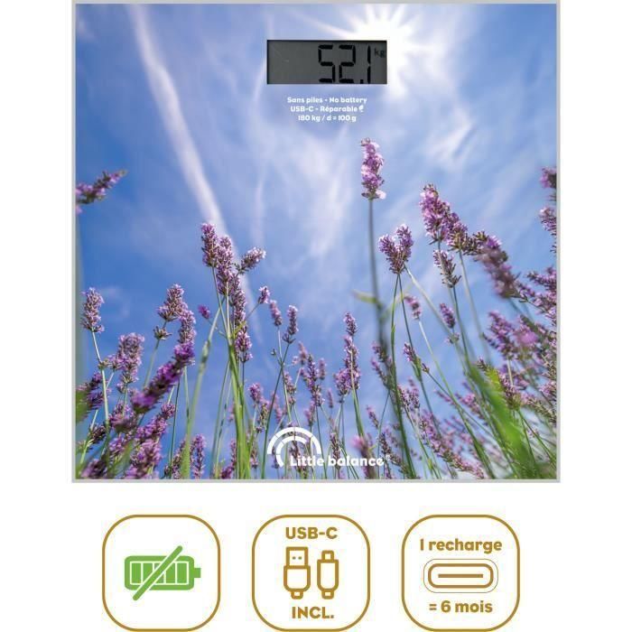 Báscula de baño - LITTLE BALANCE - USB-C - Lavanda Báscula de baño - LITTLE BALANCE - USB-C - Lavanda