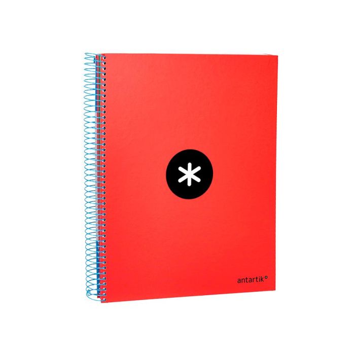 Cuaderno Espiral A4 Micro Antartik Tapa Forrada 120H 90 gr Cuadro 5 mm 5 Bandas 4 Taladros Color Rojo 4