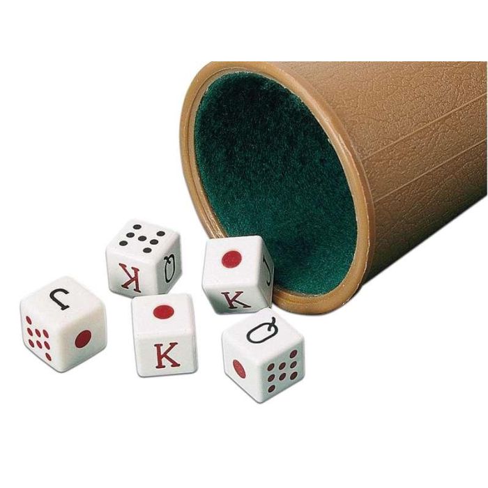 Cayro Cubilete Forrado y Dados de Póker Juego de Mesa para 2 Jugadores Plástico Edad Recomendada 9 Años 1