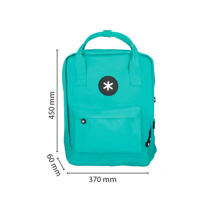Antartik Mochila Cubo Menta 300x115x390 mm con Bolsillos Exteriores, Compartimento Portátil y Asas Metálicas, Adaptable a Carrito 1