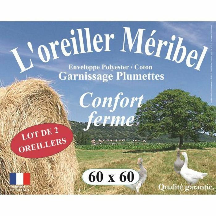 DODO Set de 2 Almohadas MERIBEL 60x60cm, Relleno 100% Plumettes, Funda Algodón/Poliéster 1 DODO Set de 2 Almohadas MERIBEL 60x60cm, Relleno 100% Plumettes, Funda Algodón/Poliéster 1