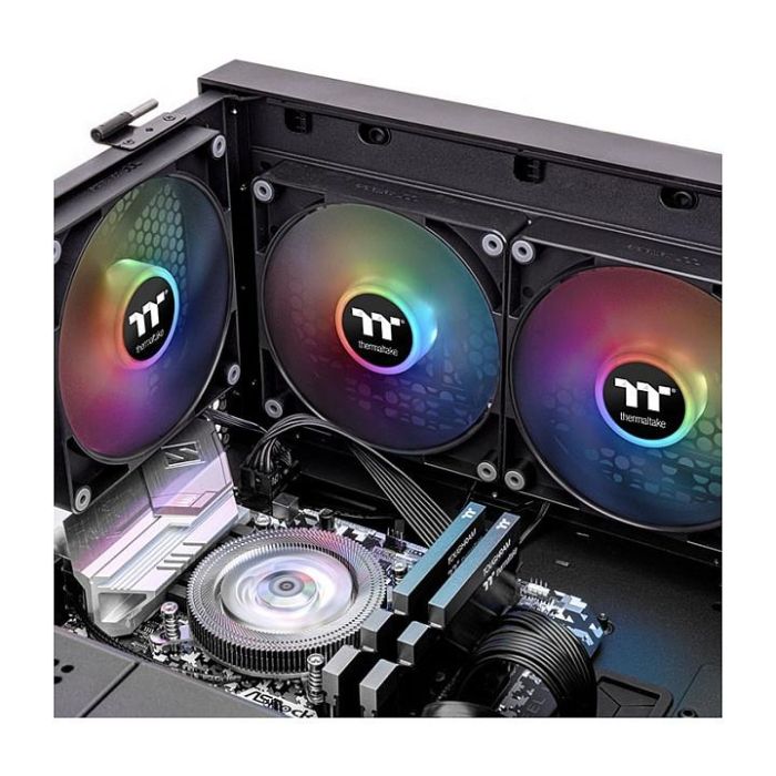 Thermaltake CT120 Ventilador PC ARGB Sync 120mm, 500-2000rpm, Negro/Blanco, Iluminación LED Multi, 2 Piezas