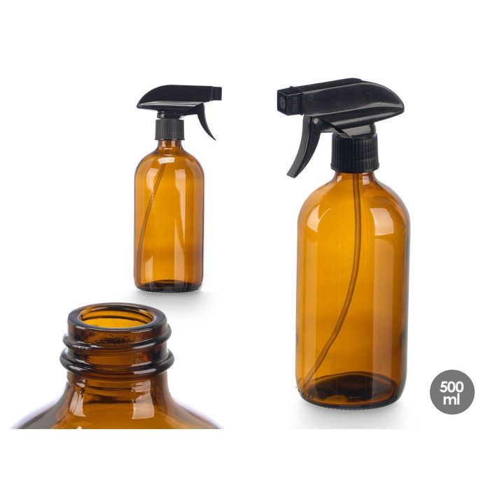 Berilo Pulverizador de Cristal y Plástico Redondo Marrón de 500 ml, Botella de Vidrio con Atomizador para líquidos, 7.4x7.4x9.5 cm (12 Unidades) Berilo Pulverizador de Cristal y Plástico Redondo Marrón de 500 ml, Botella de Vidrio con Atomizador para líquidos, 7.4x7.4x9.5 cm (12 Unidades)