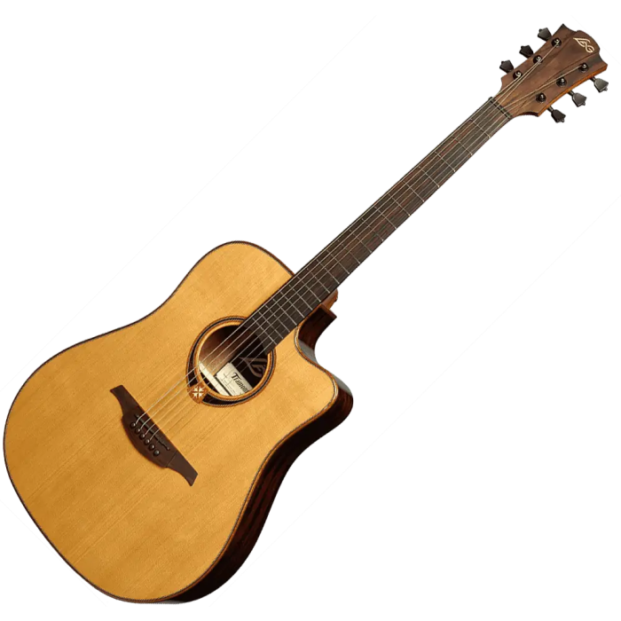 LAG Tramontane 118 A/E Guitarra Acústica Dreadnought Cutaway Tapa Cedro Rojo Macizo Natural Brillante 3