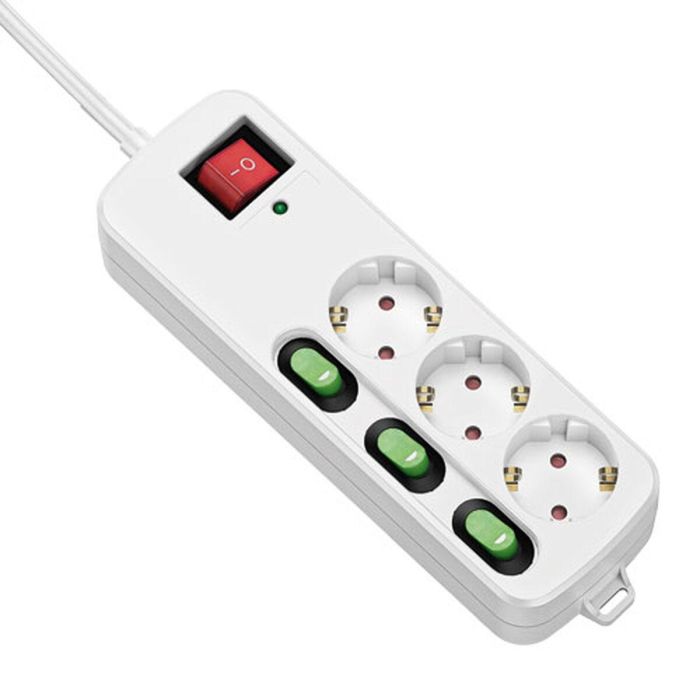 Regleta Enchufes 3 Tomas con Interruptor TM Electron 3680 W Blanco (1,5 m) 0 Regleta Enchufes 3 Tomas con Interruptor TM Electron 3680 W Blanco (1,5 m) 0