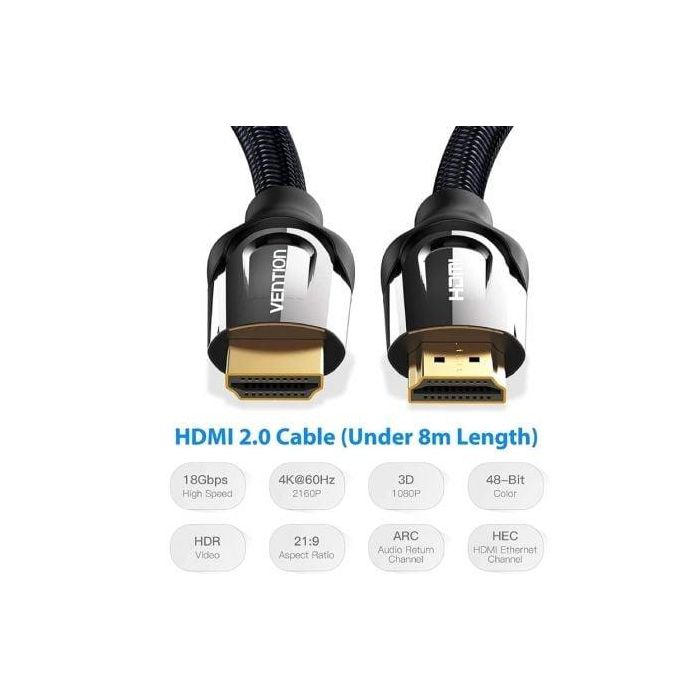 Cable HDMI 2.0 4K Vention VAA-B05-B100/ HDMI Macho - HDMI Macho/ 1m/ Negro 4 Cable HDMI 2.0 4K Vention VAA-B05-B100/ HDMI Macho - HDMI Macho/ 1m/ Negro 4