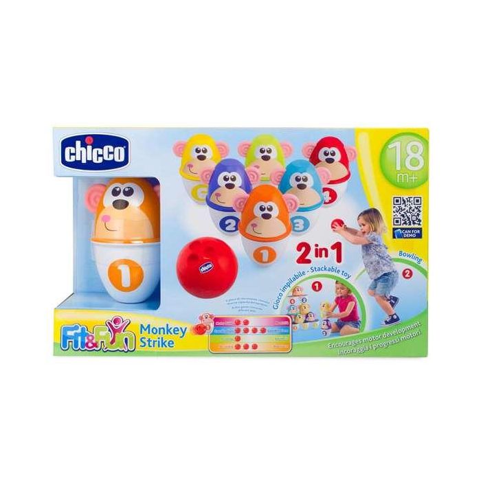 Chicco Juego de Bolos Animales con Pelota 11x15x9 cm Juguete Infantil 17