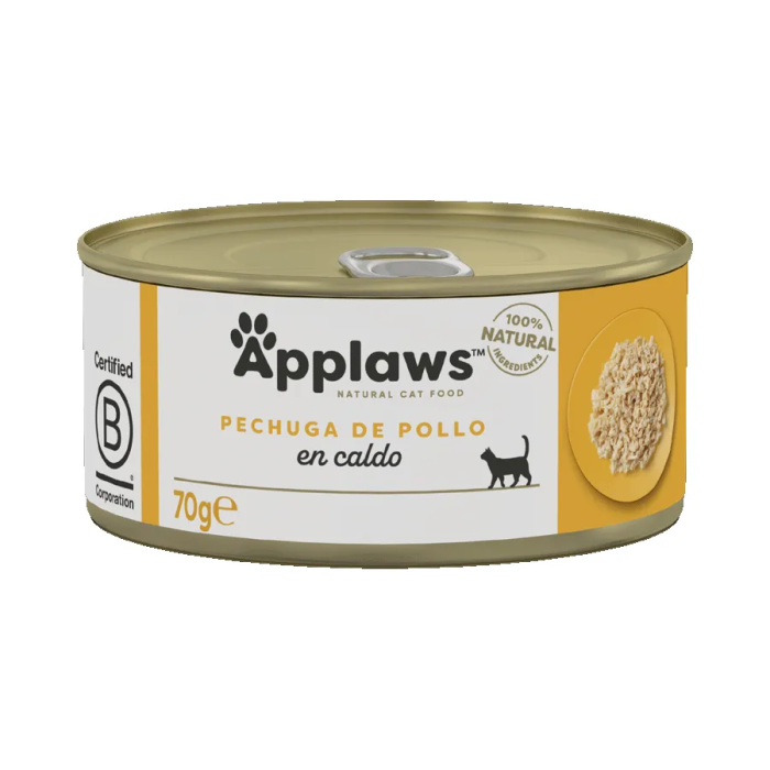Applaws Alimento Húmedo para Gatos Pechuga de Pollo 24x70 gr - Complementario, Natural, Sin Aditivos