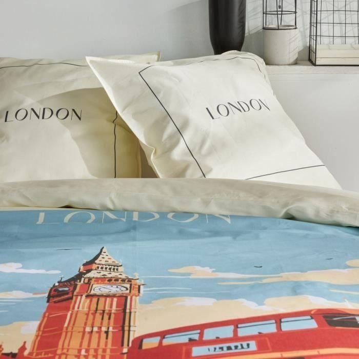 Juego de cama - TODAY - JAVA - 2 personas - 240x220 cm - Algodón - Estampado Londres - Blanco roto 1 Juego de cama - TODAY - JAVA - 2 personas - 240x220 cm - Algodón - Estampado Londres - Blanco roto 1