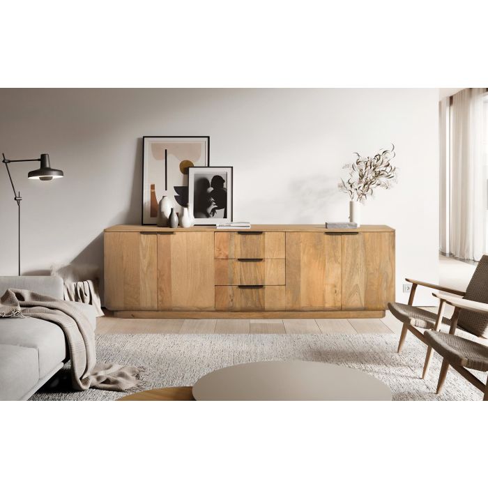 Giner y Colomer Mueble TV Madera de Mango Natural con 4 Puertas y 3 Cajones 6