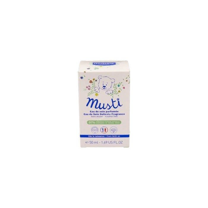 Mustela MUSTI Eau de Soin Vaporizador para Bebés y Niños Sin Alcohol 50ml. Fragancia Suave Cuerpo y Cabello Desde Nacimiento