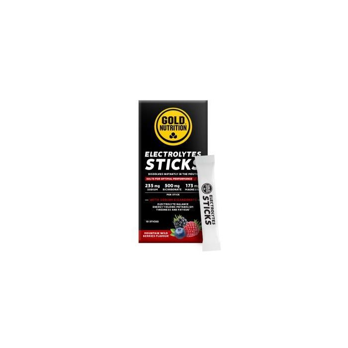 GOLD NUTRITION Electrolytes Wild Berries, 10 Sticks, Suplemento Isotónico para Reponer Electrolitos Post Entrenamiento