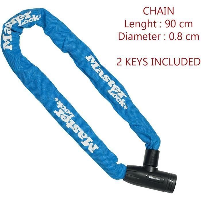 MASTER LOCK Candado de cadena para bicicleta [Llave] [Cadena de 90 cm] [Azul] 8391EURDPROCOLB 2