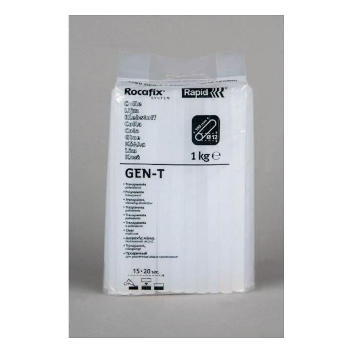 Rapid Barras de Pegamento GEN-T Transparente para Pistola 1 kg - Diámetro 12 mm Longitud 190 mm