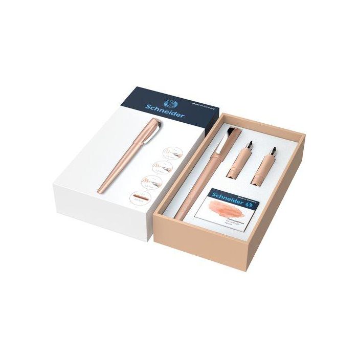 Pluma Schneider Callissima Apricot Set Regalo (1X Pluma 1,1 Mm, 1X Plumin 1,5 Mm, 1X Plumin 1,8 Mm Y 6X Cartucho Tinta)