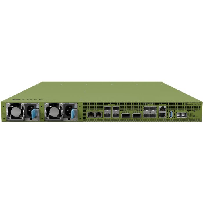 MikroTik ROSE Data Server RDS2216-2XG-4S+4XS-2XQ. 2x 100G QSFP. 4x 25G SFP28. 4x 10G SFP+. 2x 10G RJ45 1 MikroTik ROSE Data Server RDS2216-2XG-4S+4XS-2XQ. 2x 100G QSFP. 4x 25G SFP28. 4x 10G SFP+. 2x 10G RJ45 1