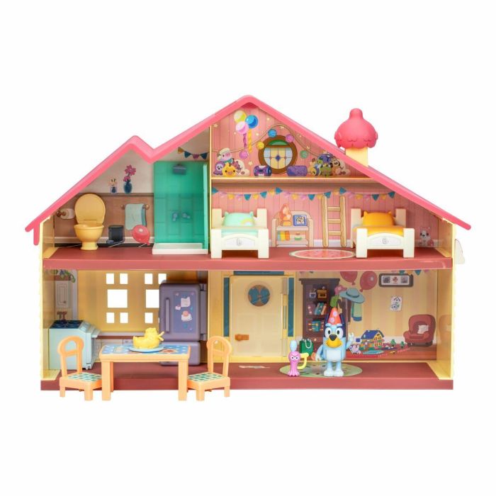 Casa de celebraciones de bluey. con 11 accesorios, muebles quita y pon ,más 1 figura exlusiva bluey 8