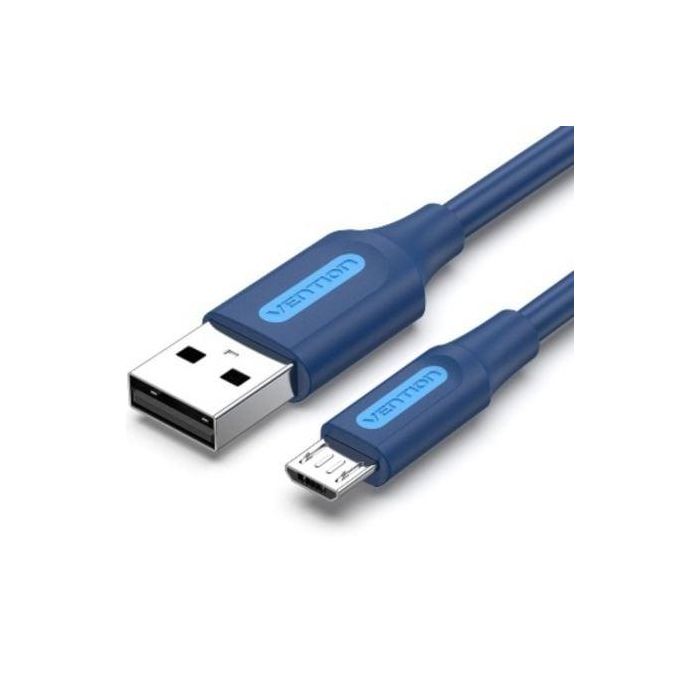 Cable USB 2.0 Vention COLLF/ USB Macho - MicroUSB Macho/ Hasta 60W/ 480Mbps/ 1m/ Azul