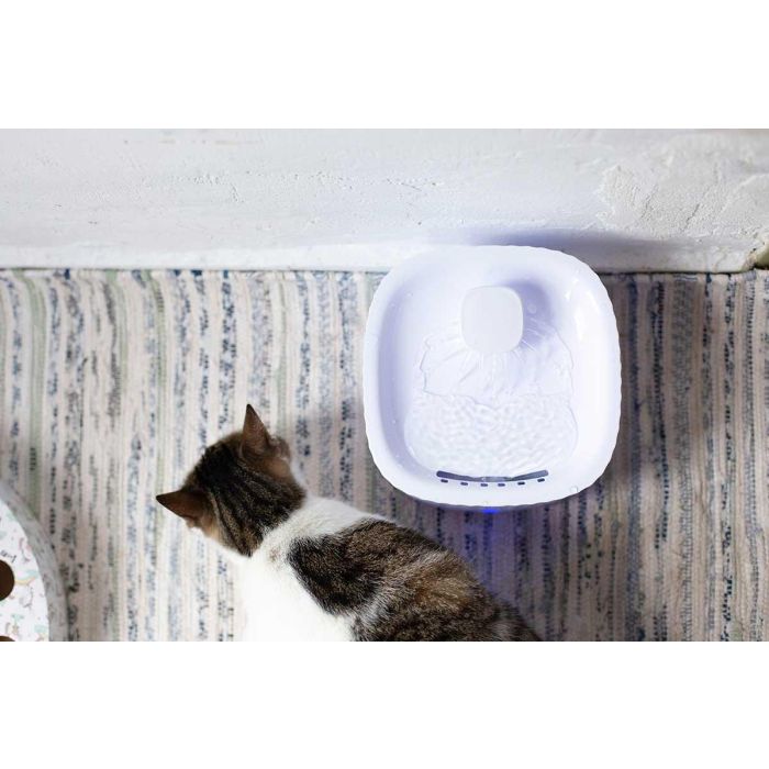Mascow Fuente para Mascotas 19.5x13.5x19.5 cm Blanca Plástico 3L con Filtración Silenciosa y Cable USB (Set de 4) 4
