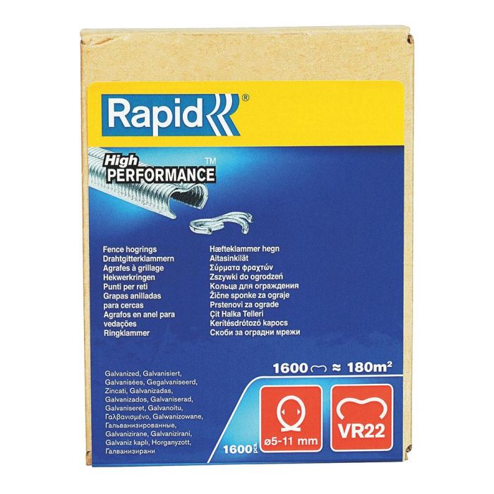 Rapid Grapas o anillos para cercas Vr22 1.6m, para mallas de alambre de 5-11mm, 1000 piezas, Ref. 40108810 1 Rapid Grapas o anillos para cercas Vr22 1.6m, para mallas de alambre de 5-11mm, 1000 piezas, Ref. 40108810 1
