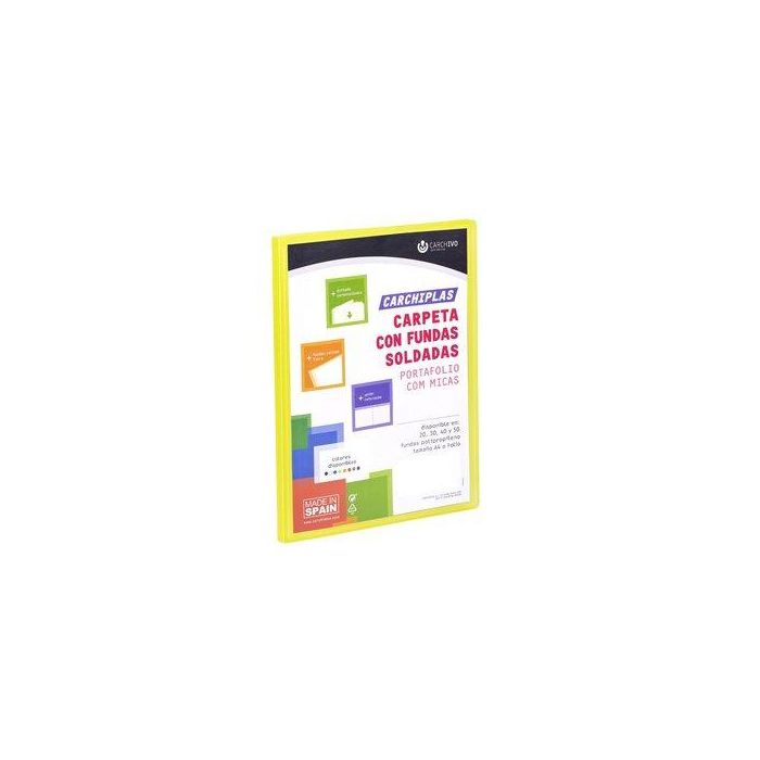 Carpeta Fundas (Tarifario) Carchivo Pp Carchiplas-Book Flexible Canguro A4 20 F. Amarillo (Set de 4)