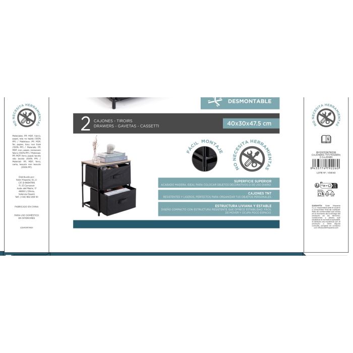 Confortime Cajonera TNT/Madera 2 Cajones 40x30x47.5 cm 6