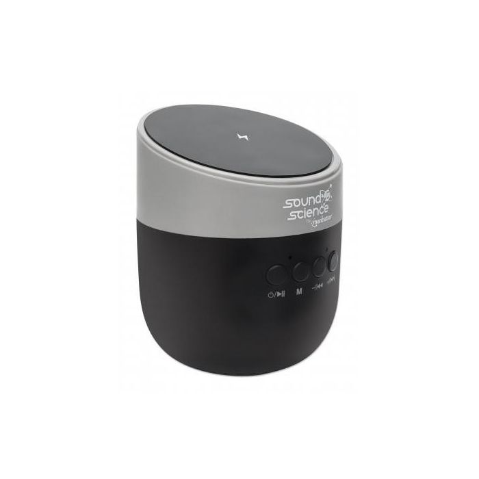 MANHATTAN Sound Science Bluetooth-Lautsprecher mit Induktionsladepad bis zu 5W 5V/1A Bedienelemente MicroSD-Slot schwarz/anthrazit 1